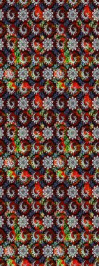 Raster illüstrasyonundaki çiçek desenli çizim. Siyah ve kırmızı renkte çiçekler.