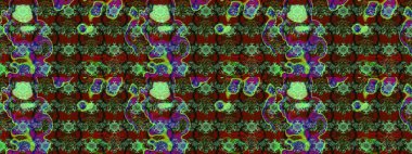 Raster illüstrasyonu. Yeşil ve kırmızı renkte çiçekler. Küçük çiçekte sevimli çiçek deseni var..