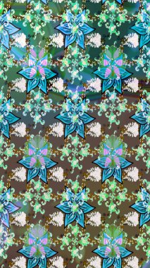 Üst manzara, yumuşak mavi ve yeşil renk tarzı. Manzaralı çiçek deseni. Sevgililer günü ve tebrik kartı konsepti için şık bir davetiye. Çiçek kompozisyonu, el boyası, hassas şablon..