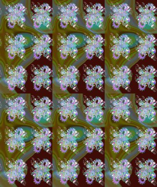 Çizgi çizimi kalıbı. Şirin çiçekler. Raster Moda kumaş deseni.