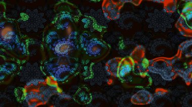 Siyah ve gri renkli çiçekler. Raster illüstrasyonu. Çizim çiçek deseni duvar kağıdı için kullanılabilir.