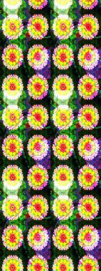Raster. Sabıka fotoğraflarında, bebek kıyafetlerinde, duvar kâğıtlarında, paket kutularında falan kullanılabilir. Zarif, parlak ve eskiz sarı ve yeşil çiçek desenli.
