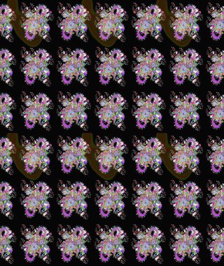 Çiçekli karalama şeklinde Raster çiçek deseni. Siyah ve kahverengi renkte çiçekler. Nazik, sevimli çiçek arkaplanı..