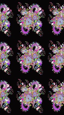 Güzel kumaş deseni. Güzel eskiz şekli. Raster çiçekli arka plan. Yazdır. Renkli Yaz Temalı eskiz kalıbı. Düz Çiçek Elementleri Tasarımı.