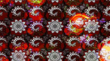 Kırmızı ve siyah renkte çiçekler. Raster illüstrasyonu. El çizimi çiçekli soyut çizim deseni.