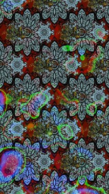 Mavi ve siyah çiçekli bahar çiçekleri. Moda baskıları için zarif bir şablon. Motley illüstrasyonu. Küçük renkli çiçekler. Küçük çiçekte şirin desenler.