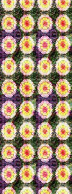 Renkli Bahar Temalı Kusursuz Arkaplan. Sarı ve yeşil renkli çiçekler. Çiçeksiz desenli arka plan. Düz Çiçek Elementleri Tasarım Raster illüstrasyonu.