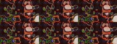 Indian ornament. On brown and gray colors. Floral wallpaper. Sketch pattern. Raster illustration. Colorful ornamental border.