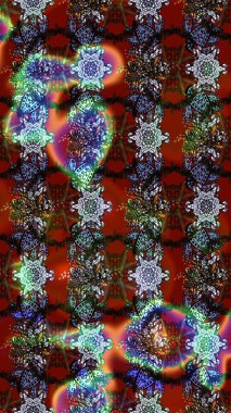 Motley illüstrasyonu. Kahverengi ve kırmızı çiçekli bahar çiçekleri. Küçük renkli çiçekler. Moda baskıları için zarif bir şablon. Küçük çiçekte şirin desenler.