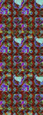 Vadinin çiçekleri kırmızı ve mavi renklerde. Çiçeksel çizim kalıbının çizimi.