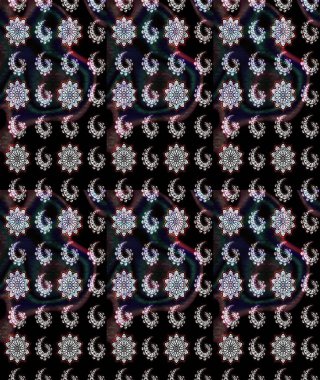 Raster illüstrasyonu. Siyah ve gri renklerde. 3D çiçekler, çizim.