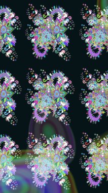 Çiçekli karalama şeklinde Raster çiçek deseni. Gri ve mavi renkte çiçekler. Yumuşak, yaz çiçekli arka plan.