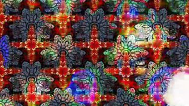 Renkli unsurlarla hareketli arka plan görüntüleri. Çiçekler. Eski model. Bayrak tarzı. Video kaydı. Şablon. Döngü. Kusursuz.. 