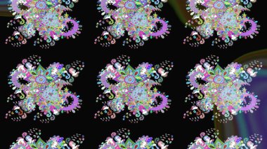 Kıvırcık, parlak örgü. Raster illüstrasyonu. Güzel, parlak, pürüzsüz kumaş, tuval. Desen, çizim, çiçek sınırı. Eski moda arka plan. Çiçeklerin çelengi.