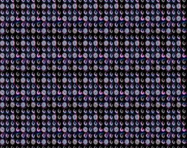 Şirin çiçekli eskiz deseni ve siyah ve gri renkli yapraklar, suluboya çiçek deseni, duvar kağıdı, kart ya da kumaş için fayanslı. Raster illüstrasyonu.