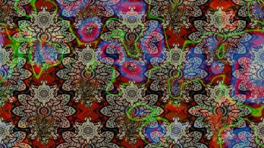 Halk tarzı. Modern çiçek arkaplanı. Moda baskıları için zarif bir şablon. Parlak renkli çiçekleri ve gri ve kahverengi renkte yaprakları olan muhteşem bir çiçek deseni..