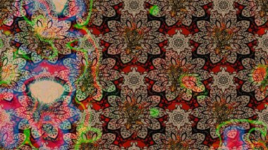 Taslak dekoratif arka plan, çiçek mandala. Çiçek. Bej ve kahverengi renklerde. Raster illüstrasyonu.