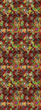 Kibar, bahar çiçekleri kırmızı ve kahverengi renklerde. Raster illüstrasyonu. Yaprak ve çiçeklerin suluboya resmi, kırmızı ve kahverengi renkler üzerine çizim deseni.