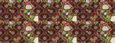 Yumuşak, bahar çiçekleri kahverengi ve gri renklerde. Raster illüstrasyonu. Patlayan çiçekler soyut olarak yerleştirilmiş. Raster deseni.