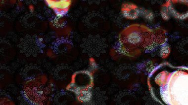 Siyah ve gri renkli çiçekler. Raster illüstrasyonunda çiçek deseni çizimi.