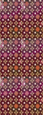 Küçük çiçekteki sevimli çiçek deseni. Kahverengi ve mor renkte çiçekler.