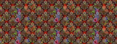 Çiçekli karalama şeklinde Raster çiçek deseni. Kahverengi ve bej renkli çiçekler. Yumuşak, yaz çiçekli arka plan.