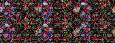 Raster Henna tarzı. Sınır Kızılderili çiçekli paisley patten. Taslak süsleme izi. Etnik Mandala havlusu. Tebrik kartı arkaplanı, boyama kitabı, arkaplan, tekstil için kullanılabilir.