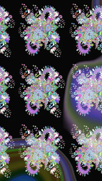 Raster illüstrasyonundaki çiçek desenli çizim. Suluboya tarzında siyah ve nötr renkler üzerine çiçekler.