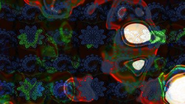 Raster illüstrasyonu. Şirin çiçekli eskiz deseni ve siyah ve gri renkli yapraklar, suluboya çiçek deseni, duvar kağıdı, kart veya kumaş için fayanslı.