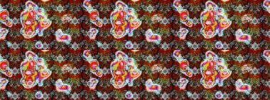 Suluboya çiçekli çiçek deseni. Kahverengi ve gri renkte güzel bir tekstil. Raster illüstrasyonu.