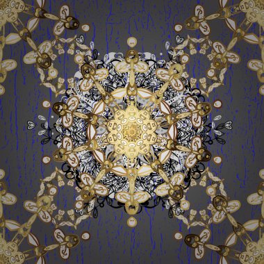 Geleneksel oryantasyon süsü. Kusursuz klasik raster altın desenli. Kahverengi ve beyaz renklerde altın elementlerle kusursuz desen. Klasik vintage arkaplan.