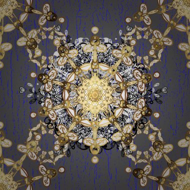 Geleneksel oryantasyon süsü. Kusursuz klasik raster altın desenli. Kahverengi ve beyaz renklerde altın elementlerle kusursuz desen. Klasik vintage arkaplan.