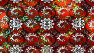 Çiçekli karalama şeklinde Raster çiçek deseni. Kırmızı ve kahverengi renkte çiçekler. Nazikçe, güzel çiçek arkaplanı..