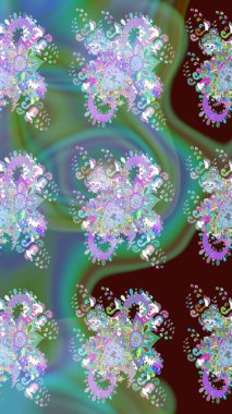 Şirin çiçek elementleri. Raster illüstrasyonu. Düz Çiçek Elementleri Tasarımı. Renkli Bahar Teması eskiz kalıbı. Çizim deseni Modaya uygun kumaş deseni.