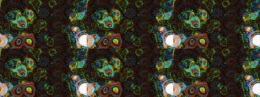 On gray and brown colors. Raster illustration. A pattern of gray and brown daisies on a gray and brown colors.