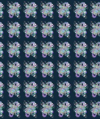 Nazikçe, güzel çiçek arkaplanı. Mavi ve nötr renklerde çiçekler. Raster çiçek desenli ve çiçekli..