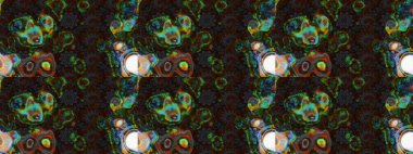 On gray and brown colors. Raster illustration. A pattern of gray and brown daisies on a gray and brown colors.