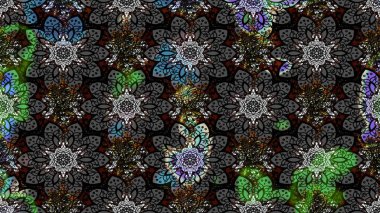 Hediye ambalaj kağıdı, tebrik kartları, posterler ve pankart tasarımı. Raster düz çiçek çizim deseni. Gri ve siyah renkte çiçekler.