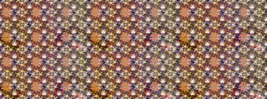 Düz Çiçek Elementleri Tasarımı. Kahverengi ve nötr renklerde zarif çiçekli suluboya. Renkli Bahar Teması eskiz kalıbı. Raster illüstrasyonu.