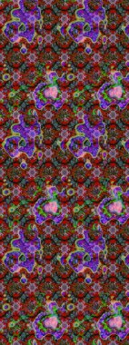 Üzerinde gelincikler ve vadi zambakları olan renkli çiçek desenli nakış deseni. Tekstil tasarımı için kırmızı ve kahverengi renkli geleneksel halk çiçekleri..