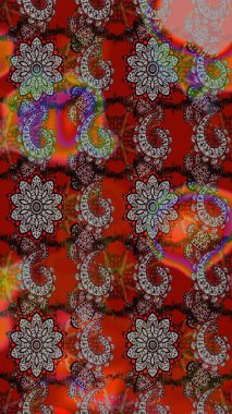 Kahverengi ve kırmızı renklerde bahar çiçekleri. Raster illüstrasyonu. Yaprak ve çiçeklerin suluboya resmi, kahverengi ve kırmızı renklerin çizim şekli.