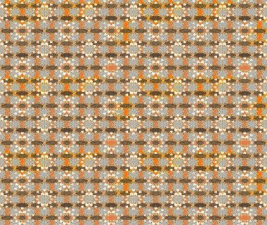 Çok renkli ve kahverengi zarif küçük çiçekler ve bej ve kahverengi renkli komik böcekler, raster desen, illüstrasyon.