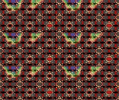 Çiçeksel çizim kalıbının yansıması. Vadinin çiçekleri siyah ve kırmızı renklerde.