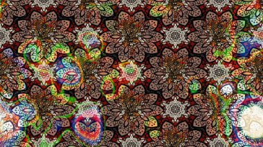 Kızılderili desenli desenli desenli şal deseni. Tekstil, tebrik kartı, boyama kitabı, telefon kılıfı baskısı için kullanılabilir. Etnik Mandala süsü. Raster Henna dövme stili.