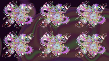 Düz Çiçek Elementleri Tasarımı. Kahverengi ve siyah renkli çiçekler. Sevimli çiçek raster deseni. Renkli Bahar Teması çizim şablonu.