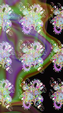 Çiçekli karalama şeklinde Raster çiçek deseni. Tarafsız ve yeşil renklerde çiçekler. Yumuşak, bahar çiçekli arka plan.