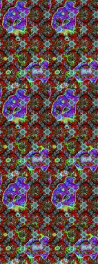 Kabile sanatı boho baskısı, klasik çiçek arkaplanı. Arkaplan dokusu, duvar kağıdı, kırmızı ve kahverengi renkli çiçek teması. Soyut etnik raster çizim kalıbı.