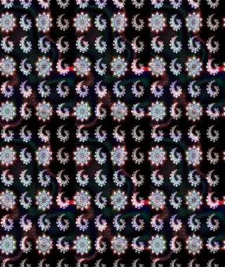 Raster illüstrasyonu. Çiçekli güzel suluboya desen. Siyah ve gri renklerde.