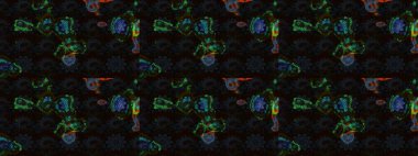 Siyah ve gri renkli çiçekler. Raster illüstrasyonunda çiçek deseni çizimi.