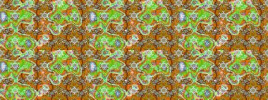 Raster Çiçek İllüstrasyonu 'nun şirin tekstili. Yeşil ve kahverengi renkli etnik çiçeklerle zarif eskiz deseni.